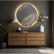 Круглое настенное зеркало 50 см со светодиодной LED-подсветкой Рия 